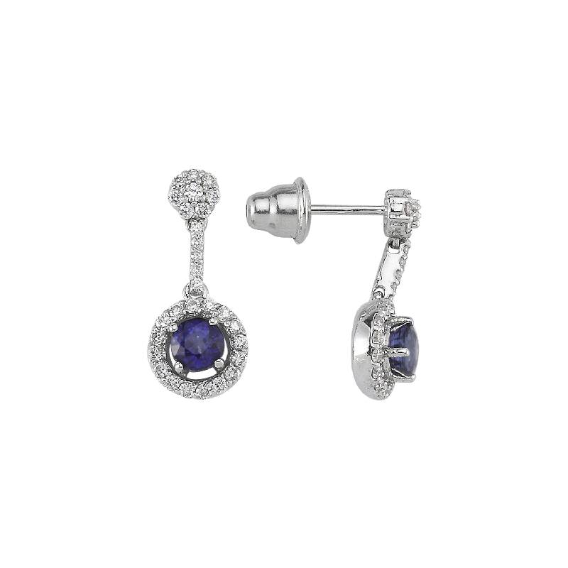0.41 Carat Sapphire Diamond Earrings