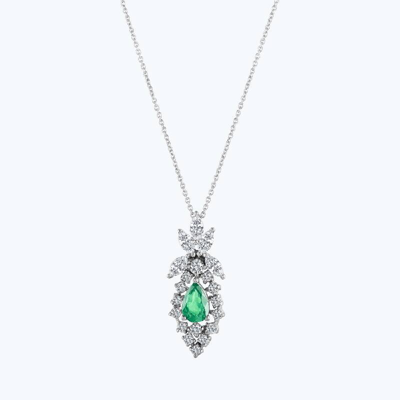0.93 Carat Emerald Diamond Necklace