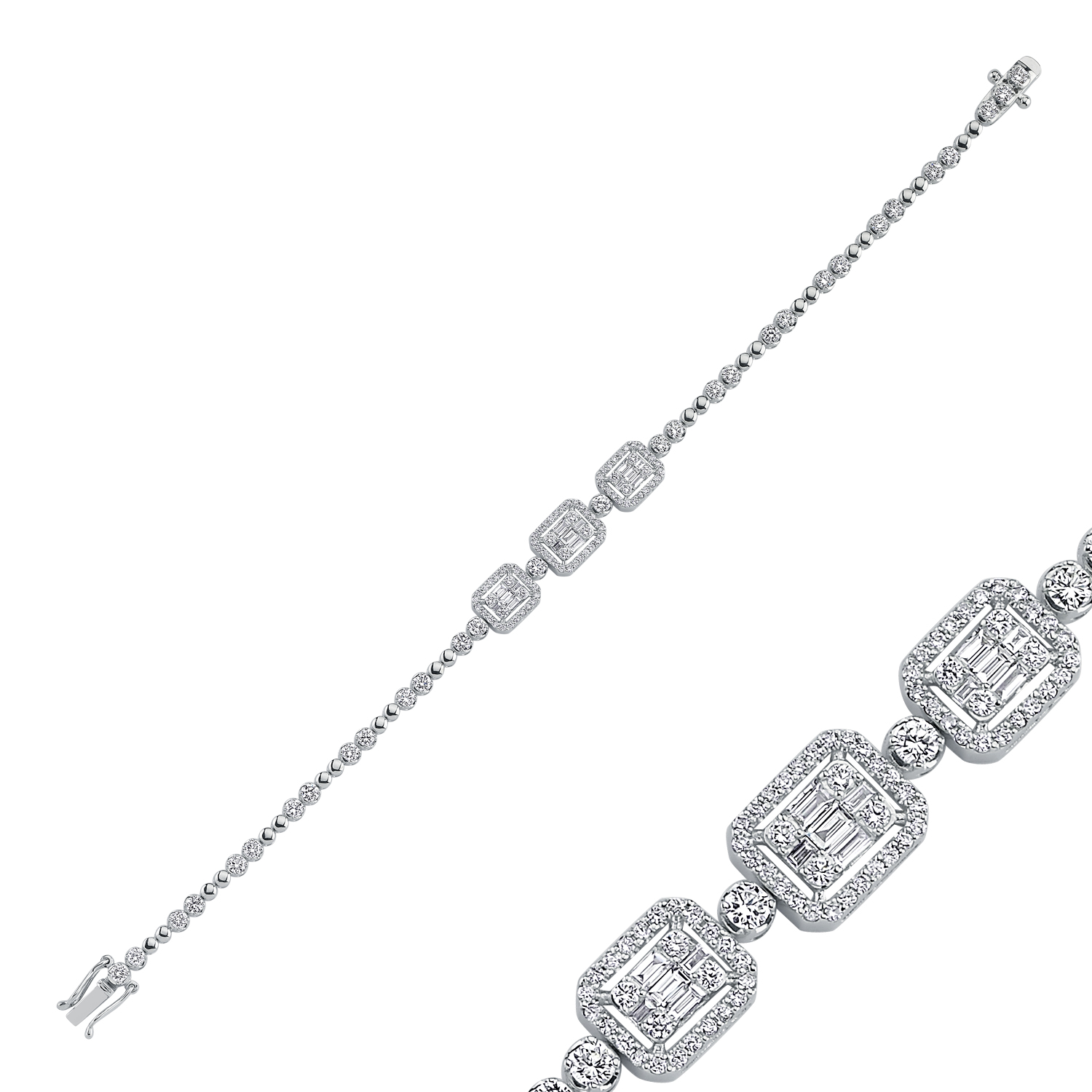 1.68 Carat Baguette Diamond Bracelet