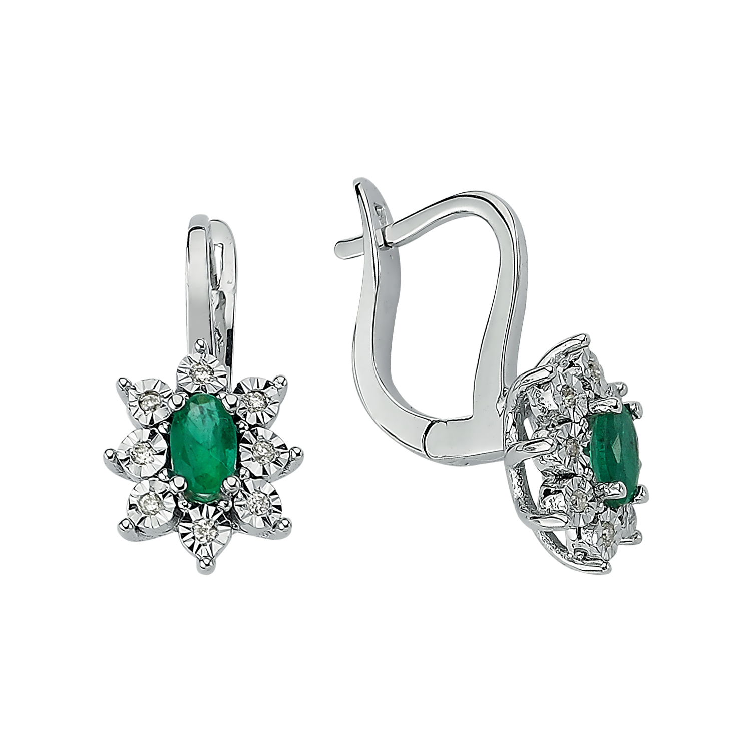 0.08 Carat Emerald Diamond Earrings