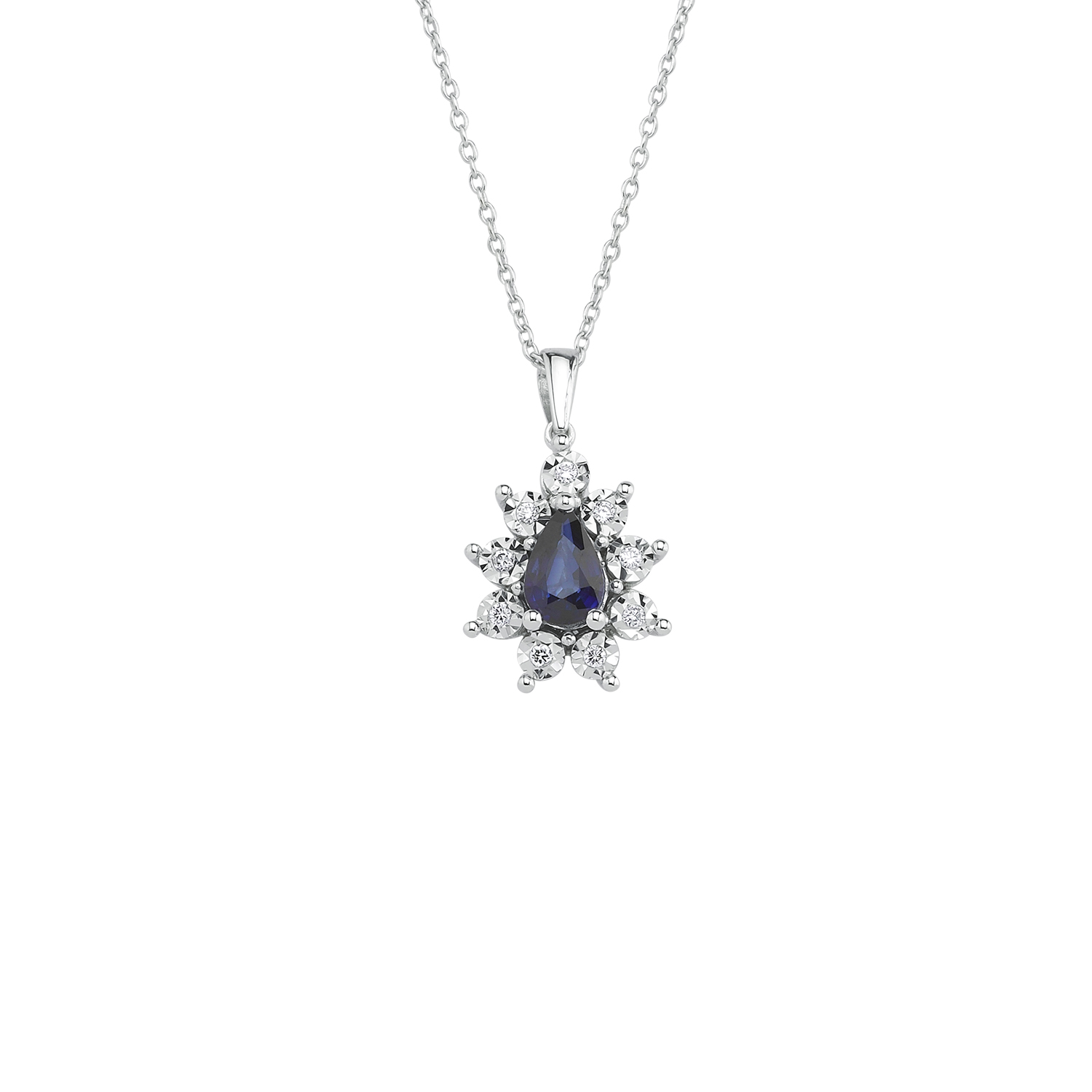 0.05 Carat Sapphire Diamond Necklace