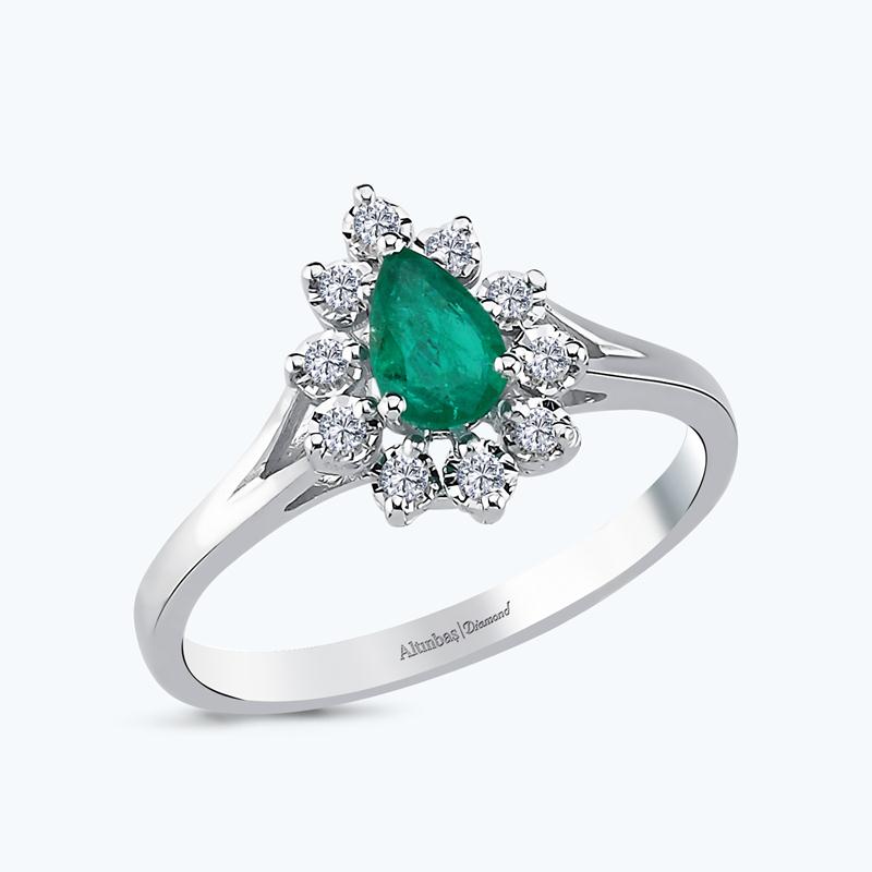 0.13 Carat Emerald Diamond Ring