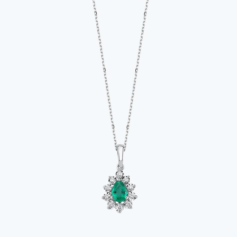 0.13 Carat Emerald Diamond Necklace