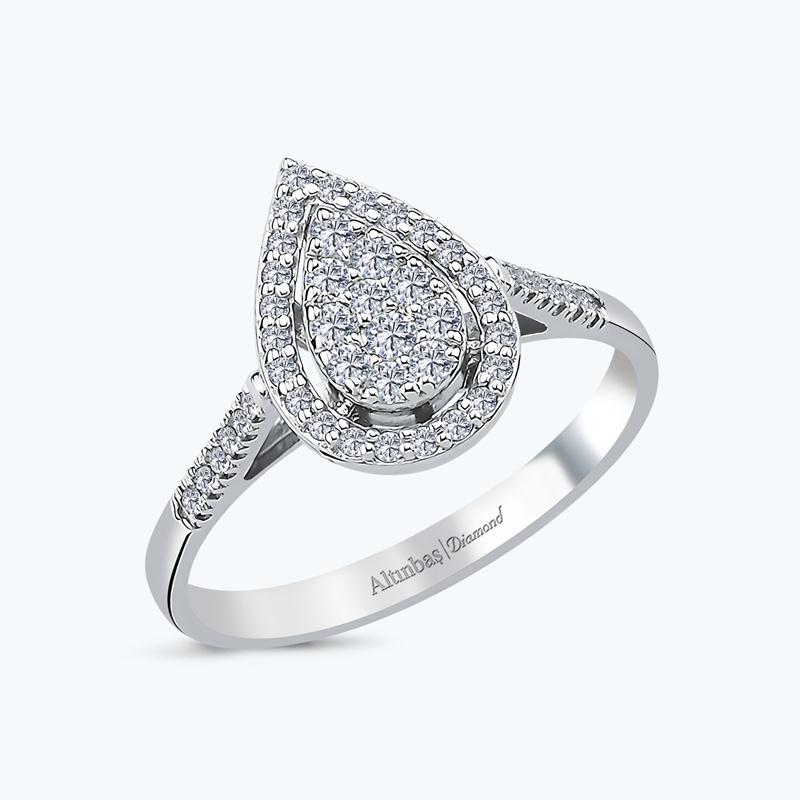 0.21 Carat Pear Shaped Cluster Diamond Ring