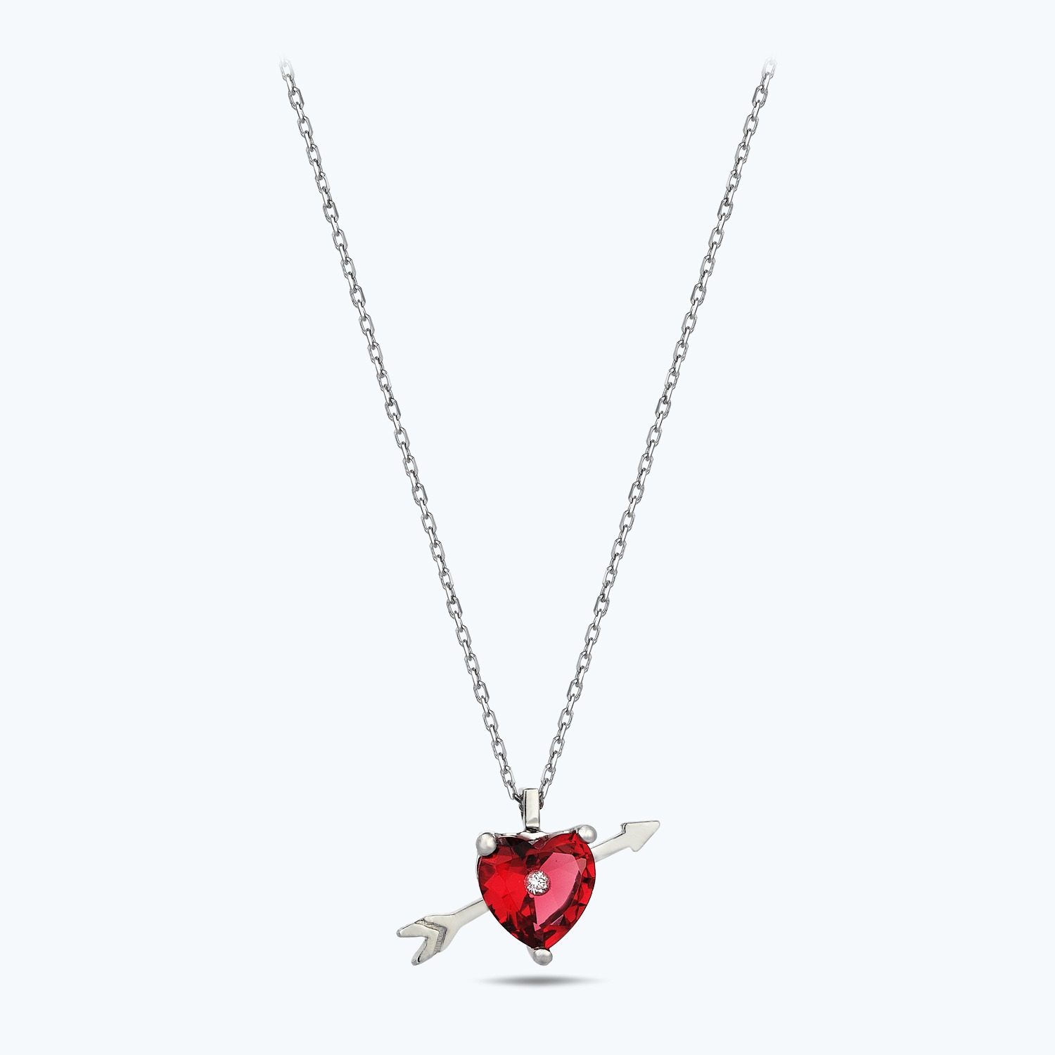 Heart Silver Diamond Necklace