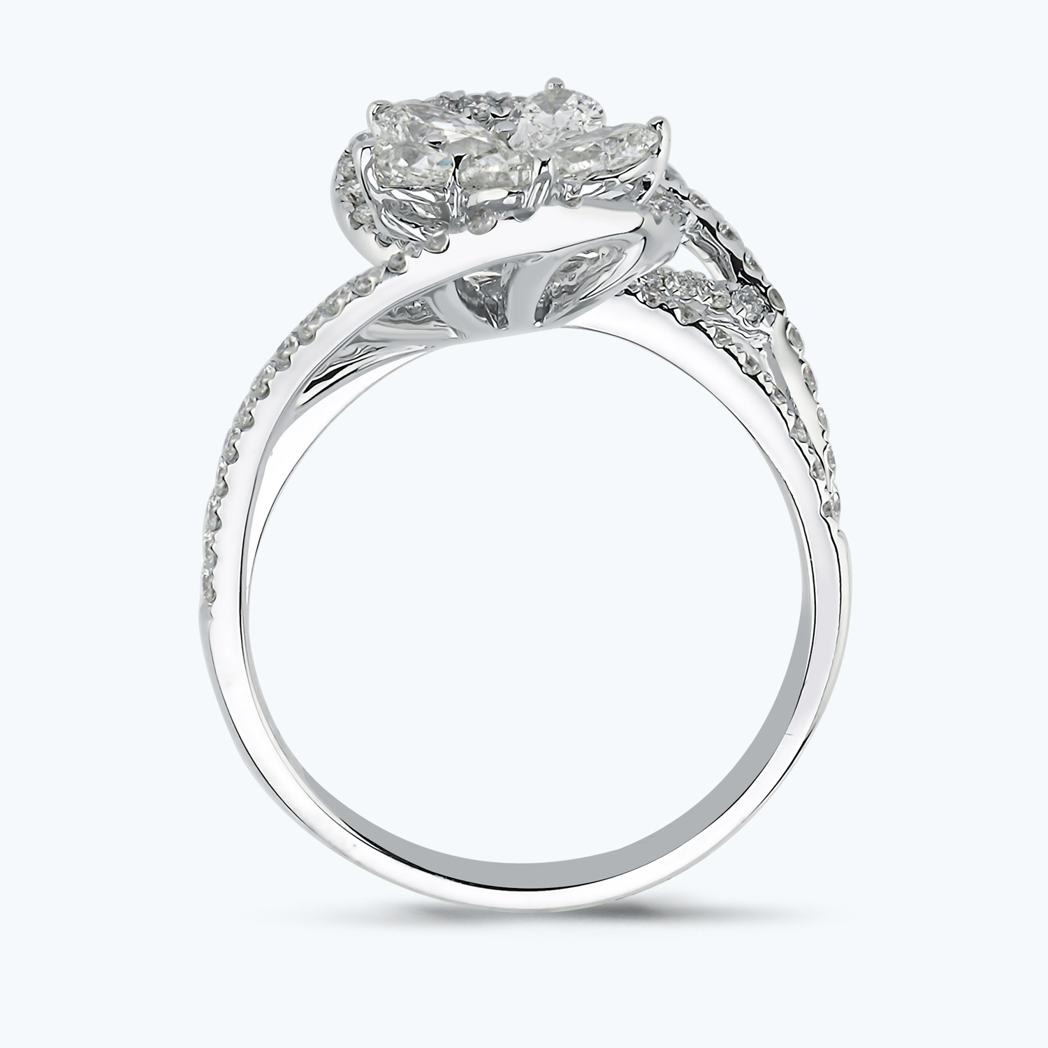 Pırlanta Damla Çiçek Yüzük