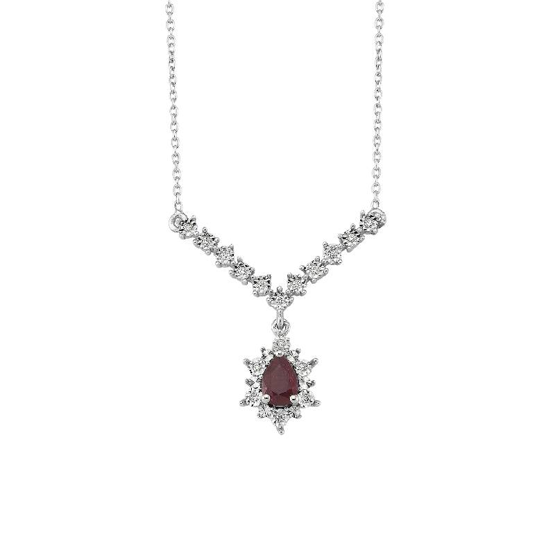 0.06 Carat Ruby Diamond Necklace