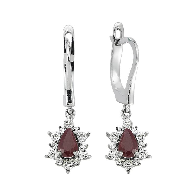 0.04 Carat Ruby Diamond Earrings