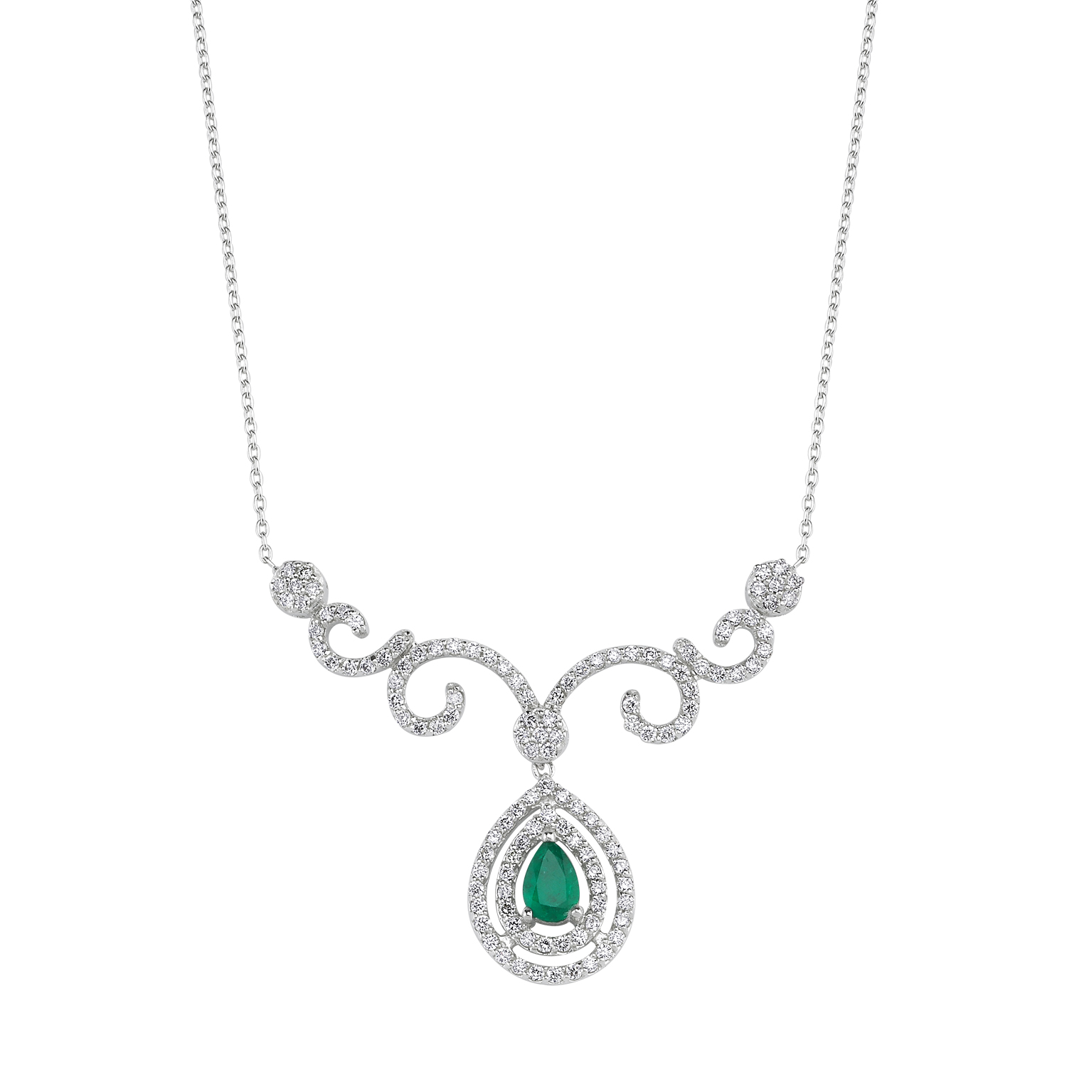 0.73 Carat Emerald Diamond Necklace