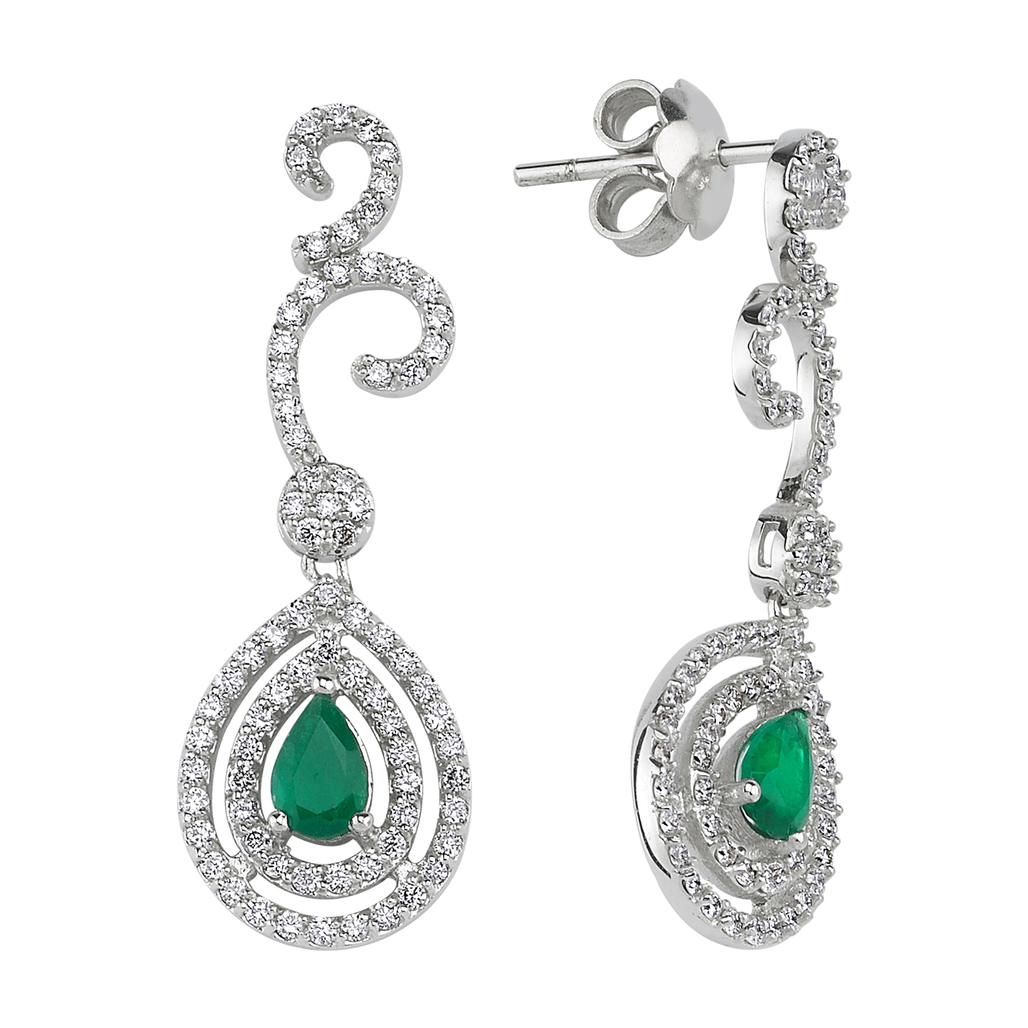 1.18 Carat Emerald Diamond Earrings