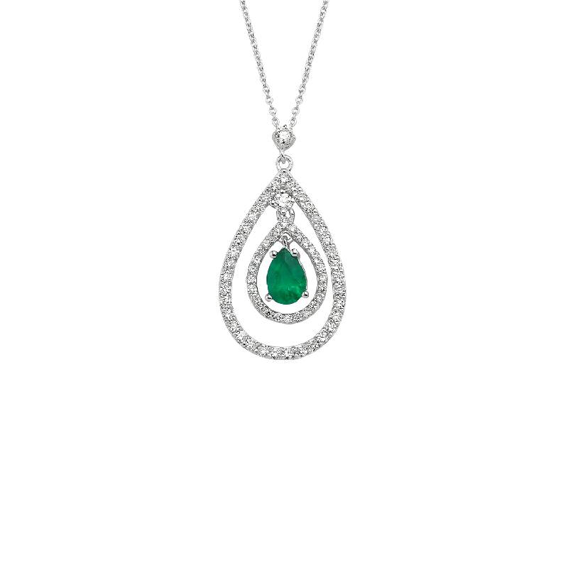 0.70 Carat Emerald Diamond Necklace