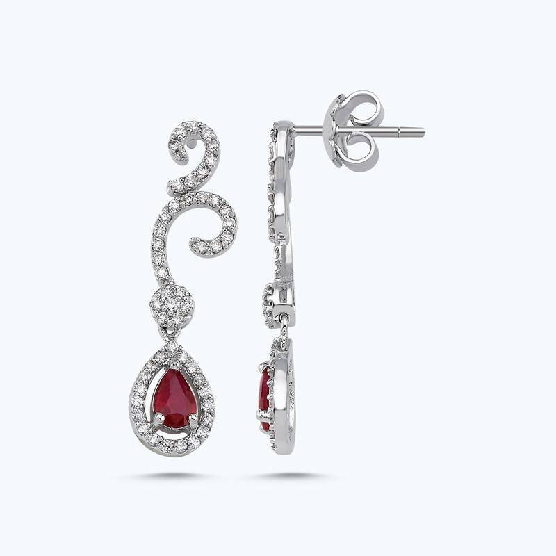 0.71 Carat Ruby Diamond Earrings
