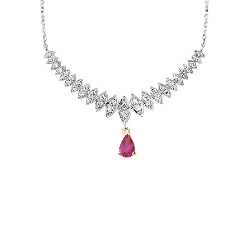 0.36 Carat Ruby Diamond Necklace