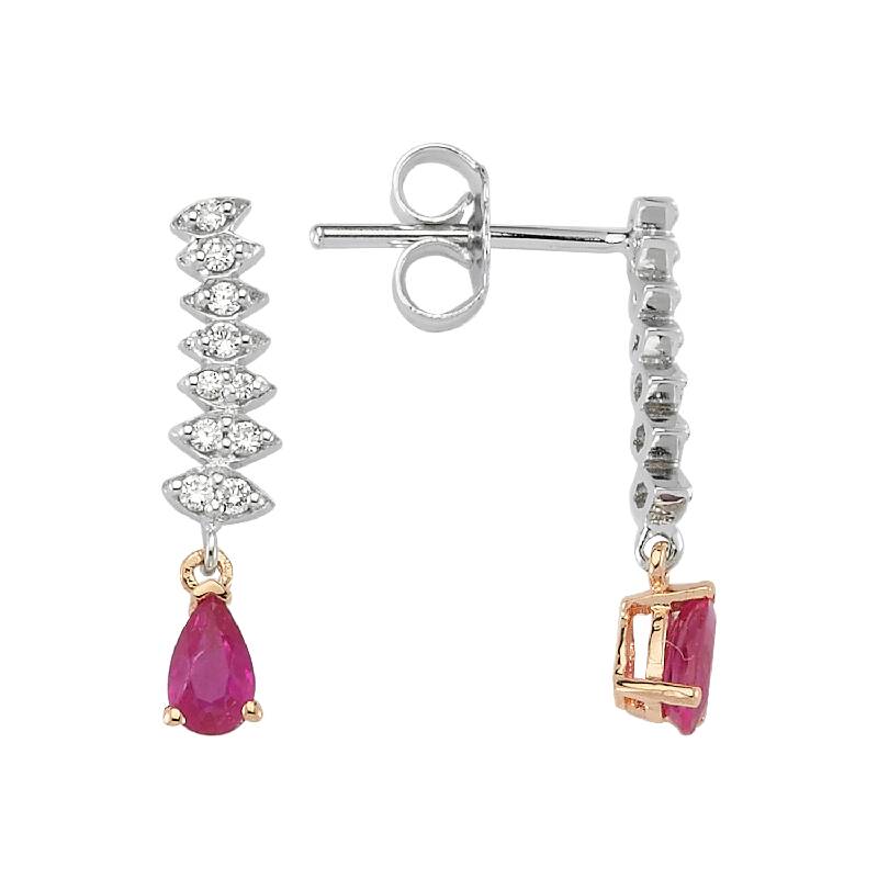 0.13 Carat Ruby Diamond Earrings