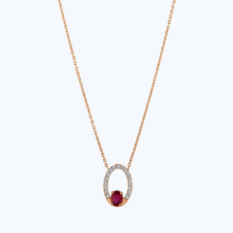 0.11 Carat Ruby Diamond Necklace