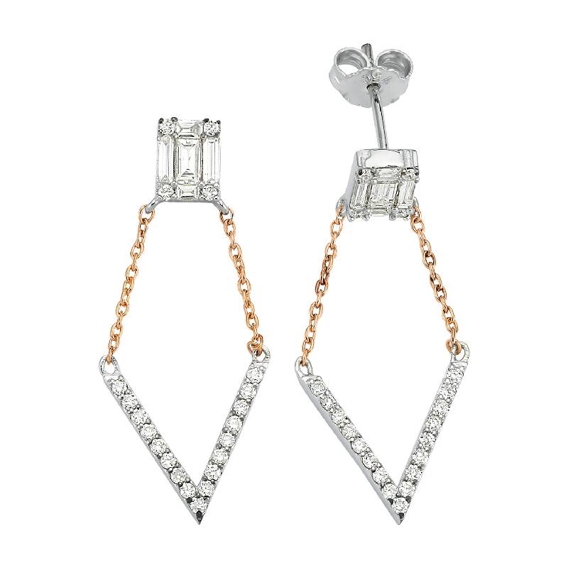 0.63 Carat Baguette Diamond Earrings
