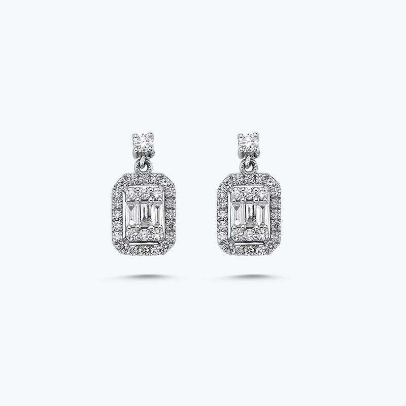0.43 Carat Baguette Diamond Earrings
