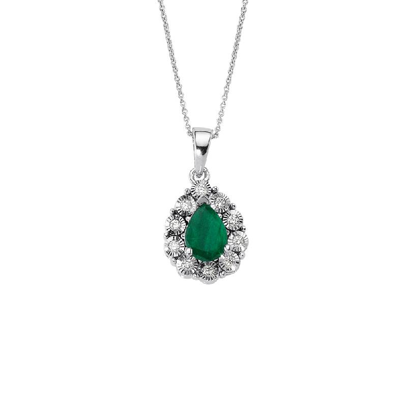 0.10 Carat Emerald Diamond Necklace