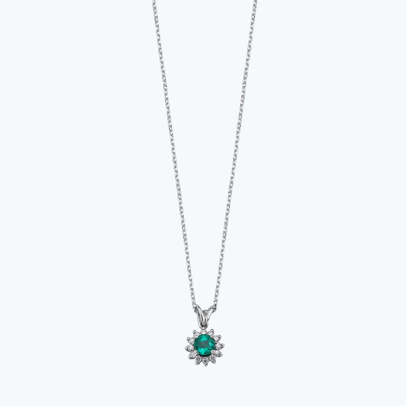 0.08 Carat Emerald Diamond Necklace