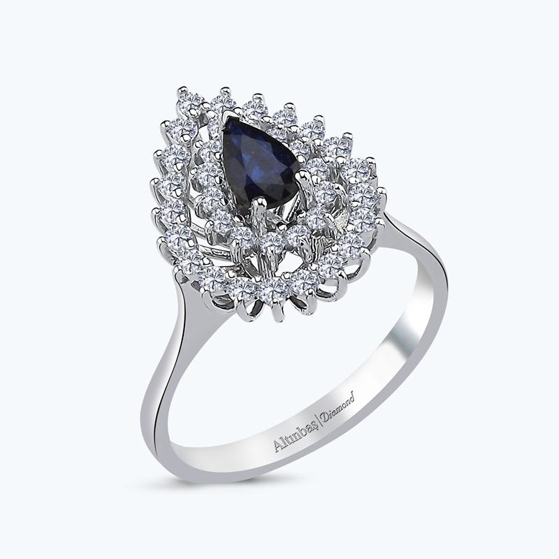 0.42 Carat Sapphire Diamond Ring