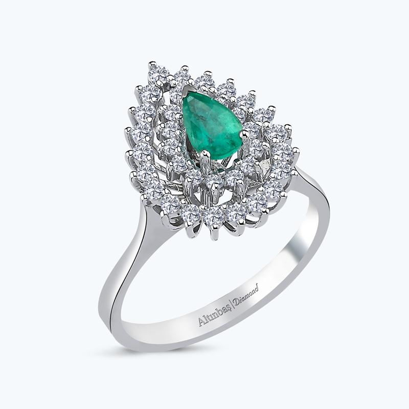 0.42 Carat Emerald Diamond Ring
