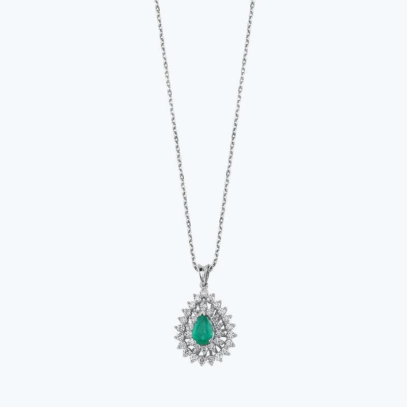 0.47 Carat Emerald Diamond Necklace