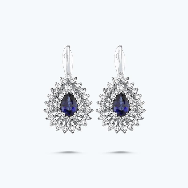 0.78 Carat Sapphire Diamond Earring