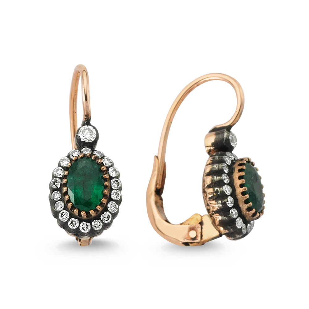 0.43 Carat Emerald Diamond Earrings
