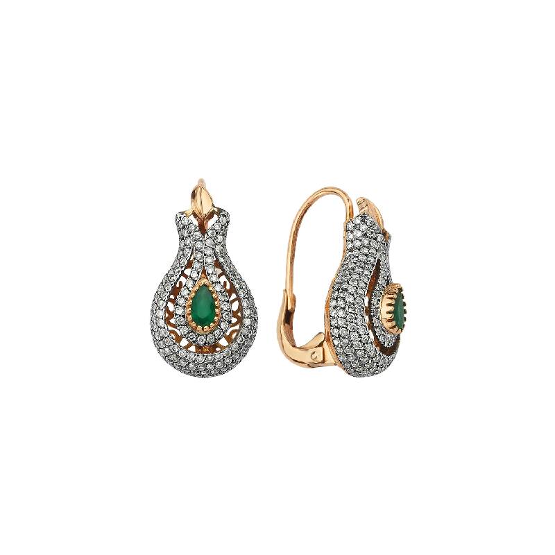 Rose Cut Diamond Emerald Earrings