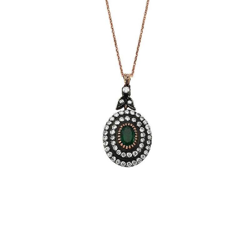1.13 Carat Emerald Diamond Necklace