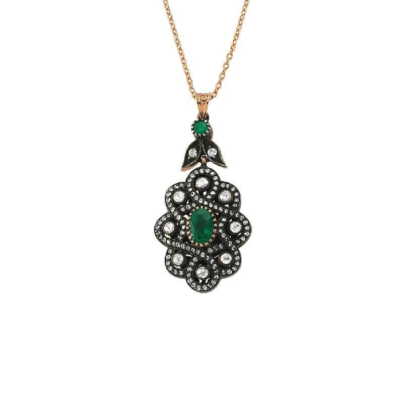 0.56 Carat Emerald Diamond Necklace