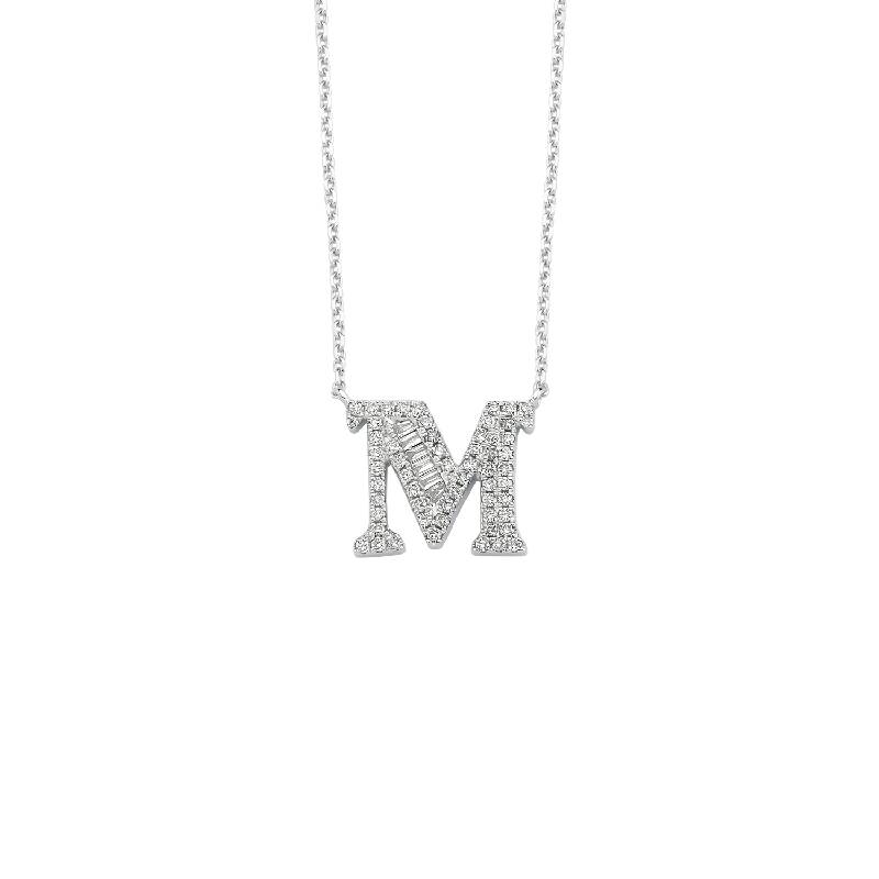 0.28 Carat Letter M Diamond Necklace