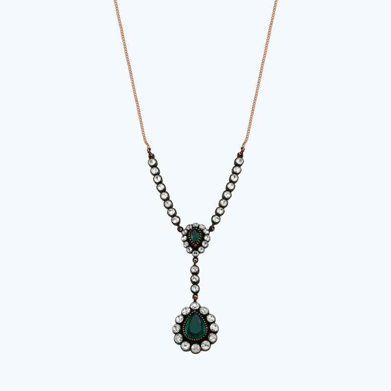 1.24 Carat Emerald Diamond Necklace