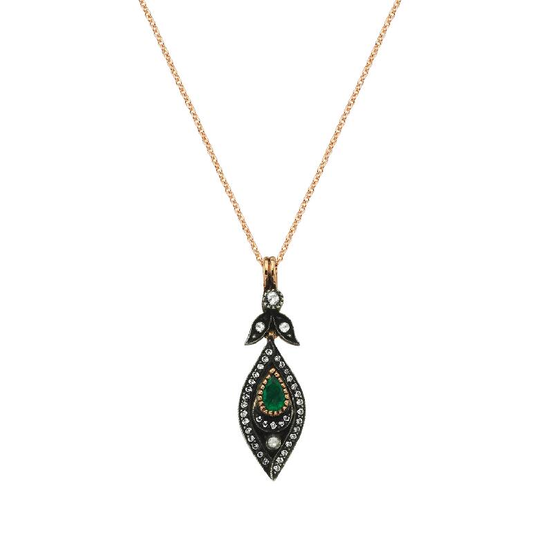 Rose Cut Emerald Diamond Necklace