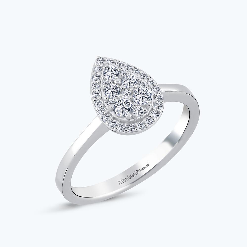 0.22 Karat Pırlanta Damla Yüzük