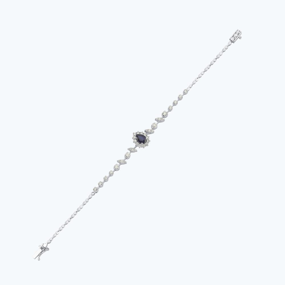 0.91 Karat Pırlanta Safir Damla Bileklik