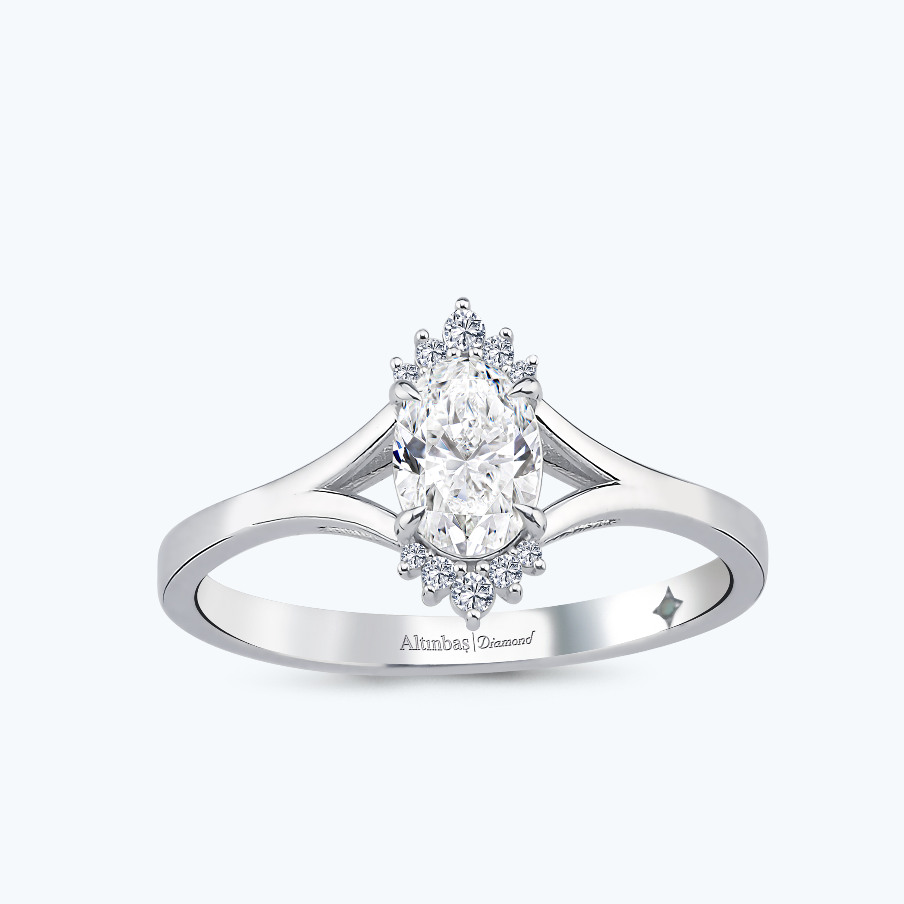 0.44 Karat Pırlanta Oval Tektaş Yüzük