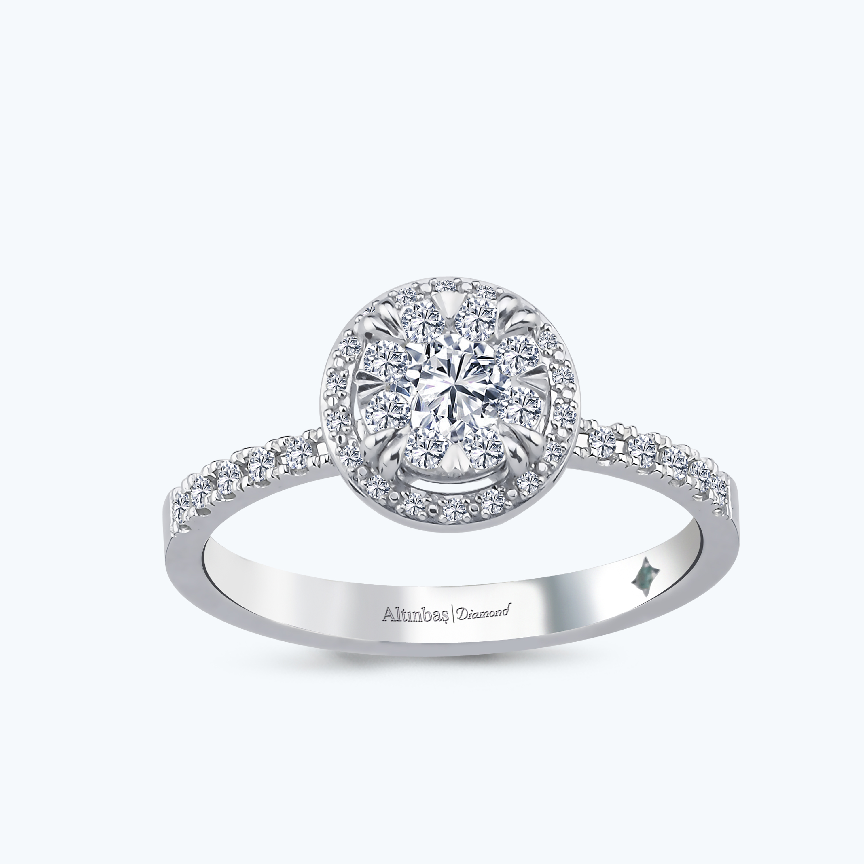 0.42 Karat Pırlanta Kolları Taşlı Yuvarlak Yüzük