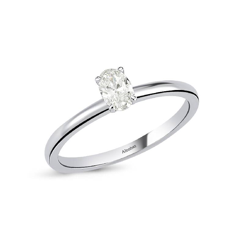 0.31 Carat Oval Cut Solitaire Diamond Ring