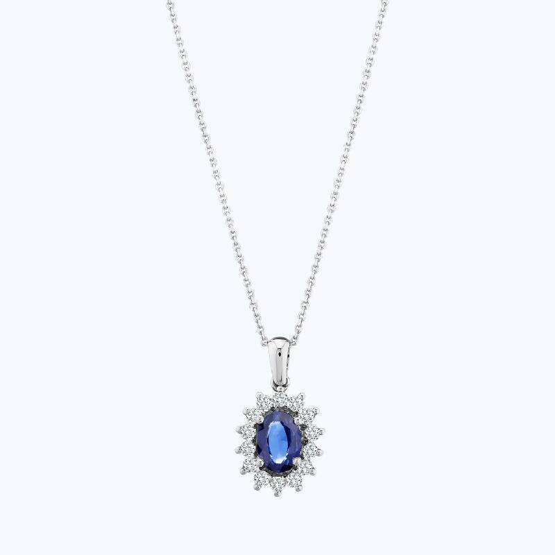 0.34 Carat Sapphire Diamond Necklace