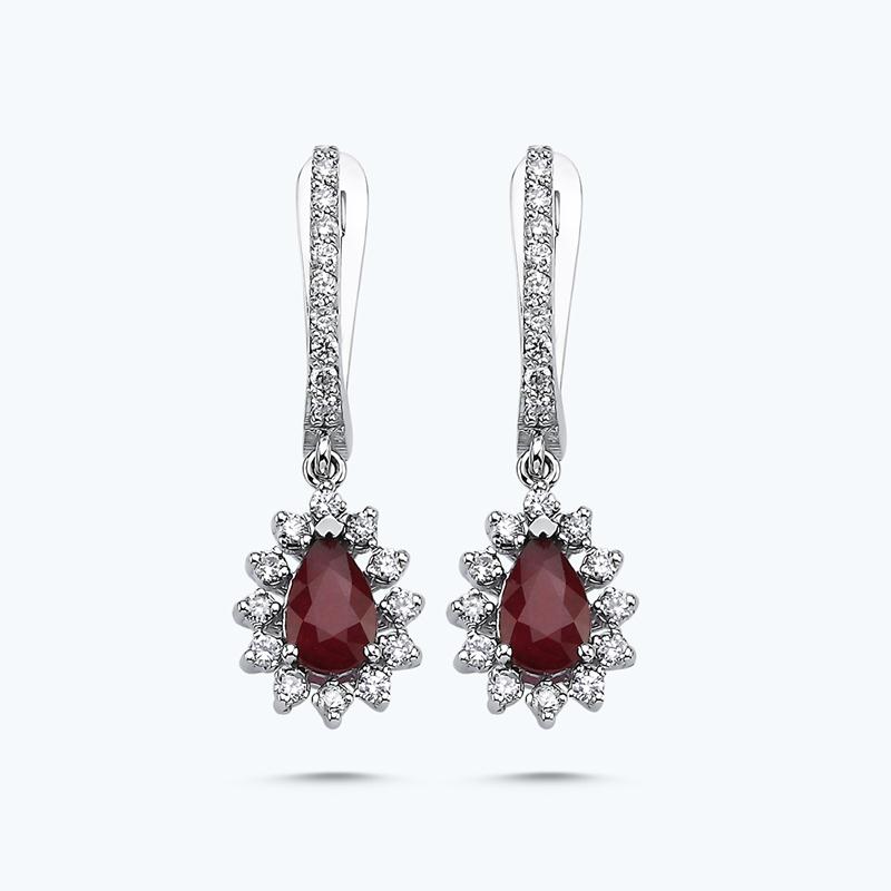 0.42 Carat Ruby Diamond Earring