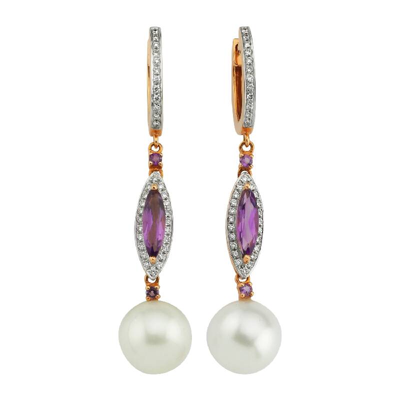 0.26 Carat Pearl Diamond Earrings