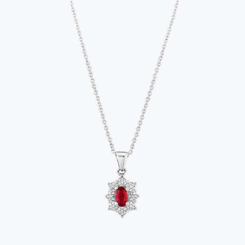 0.14 Carat Ruby Diamond Necklace