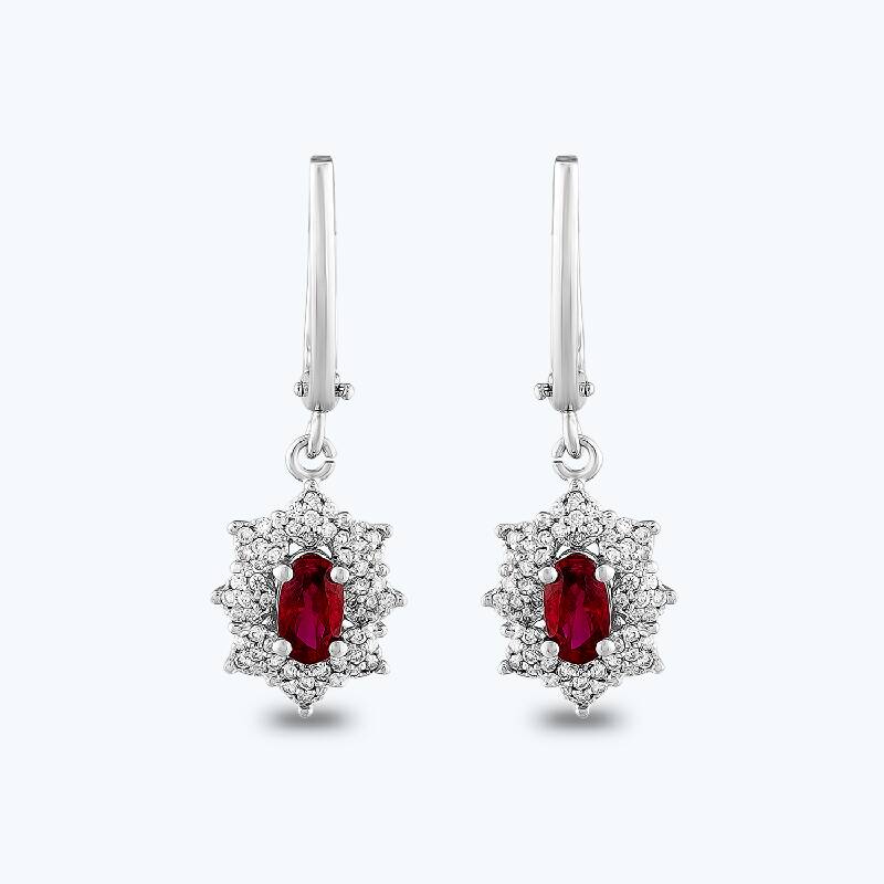 0.28 Carat Ruby Diamond Earrings