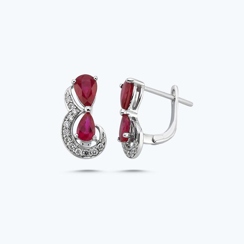 0.18 Carat Ruby Diamond Earrings