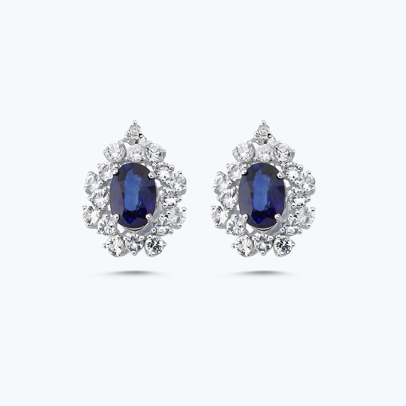 0.02 Carat Sapphire Diamond Earring