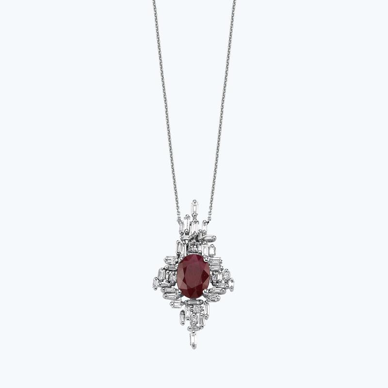 0.72 Carat Ruby Diamond Necklace