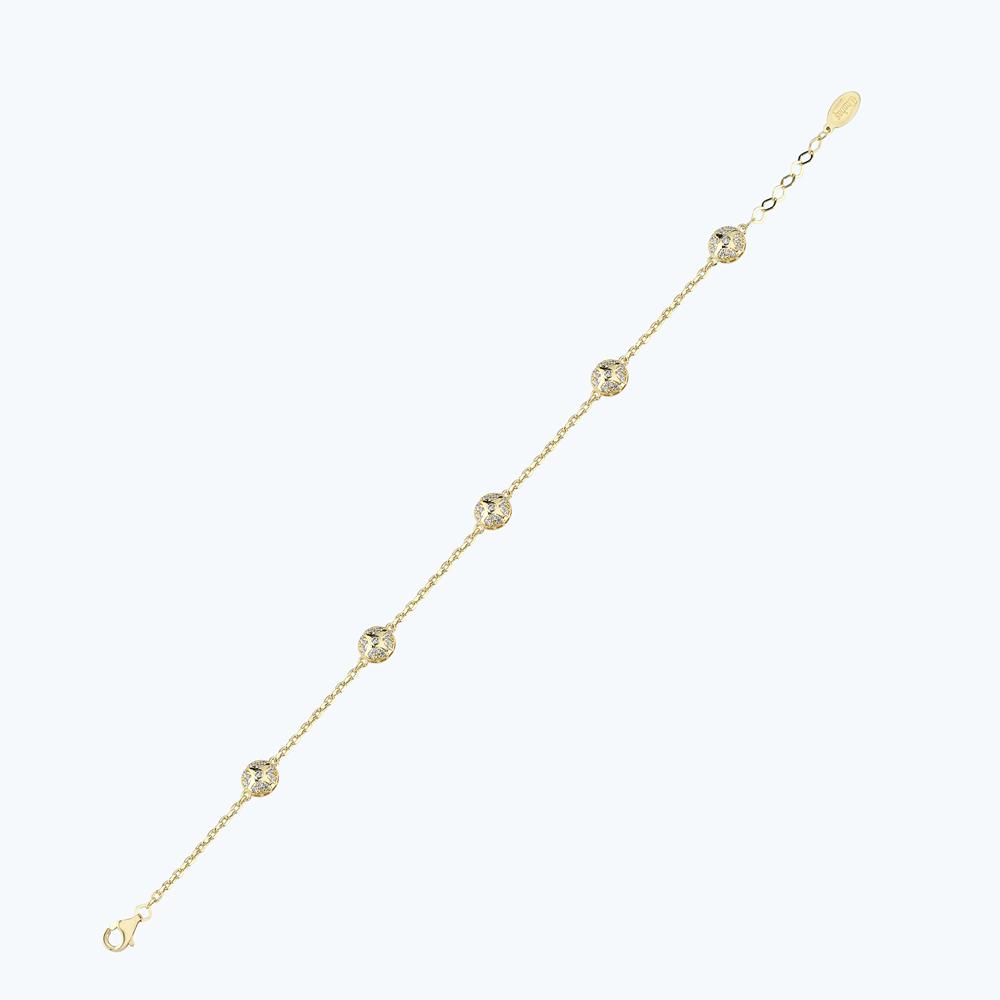 Altın Taşlı Yıldız Zincir Bileklik