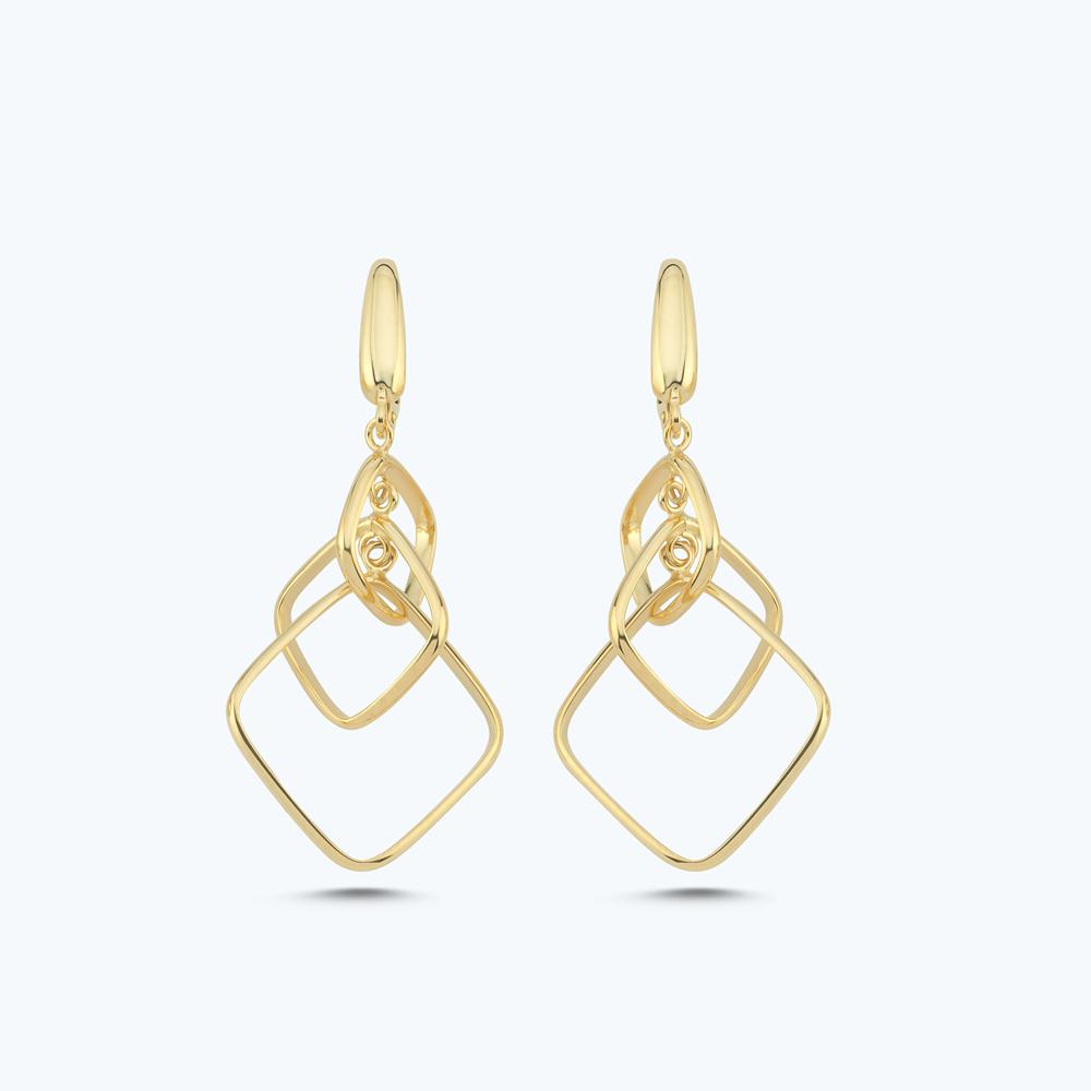 Altın Sallantılı İç İçe Geçmiş Halka Küpe