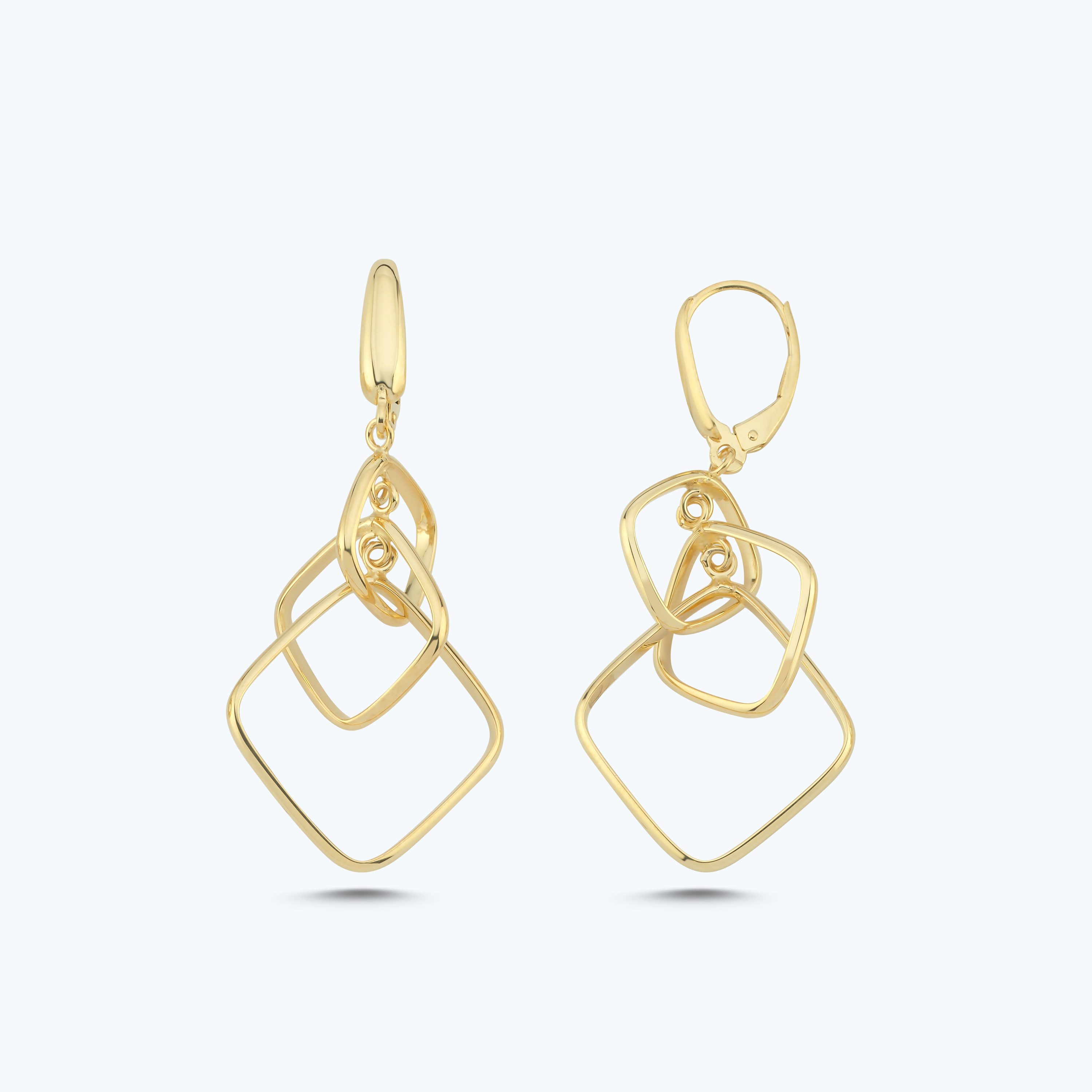 Altın Sallantılı İç İçe Geçmiş Halka Küpe